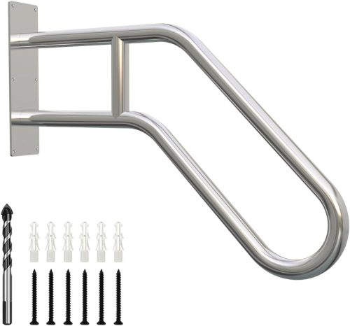 Mână curentă din oțel inoxidabil în formă de U, 60 cm - Balustradă pentru scări cu 1-3 trepte, pentru grădină, terasă, garaj, exterior și interior (diametru 3,2 cm)