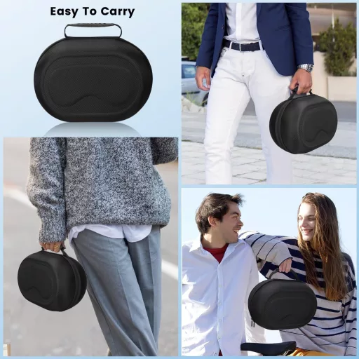 FDOUIGE Tvrdé puzdro pre Apple Vision Pro VR okuliare - Vodotesné, nárazuvzdorné ochranné puzdro na príslušenstvo, s ručnou rukoväťou, čierne