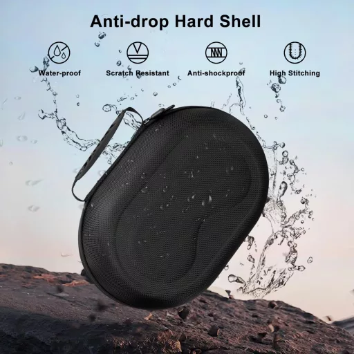 FDOUIGE Tvrdé puzdro pre Apple Vision Pro VR okuliare - Vodotesné, nárazuvzdorné ochranné puzdro na príslušenstvo, s ručnou rukoväťou, čierne