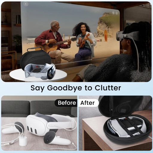 FDOUIGE Kemény Hordtáska Apple Vision Pro VR Szemüveghez - Vízálló, Ütésálló Védőtok Kiegészítőknek, Kézi Fogantyúval, Fekete