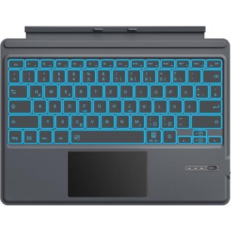   MoKo Njemačka Bluetooth Tipkovnica za Microsoft Surface Pro 7/6/5/4/3 Uređaje - QWERTZ Raspored, Touchpad, 7 Boja Pozadinskog Osvjetljenja, Punjiva