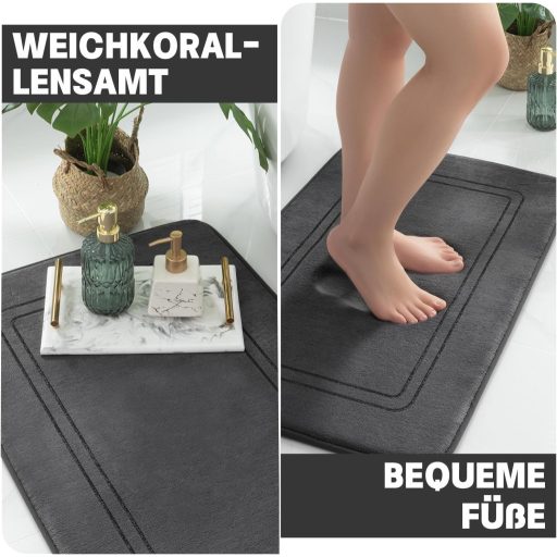 chakme 3 részes fürdőszobai szőnyeg szett memóriahabos csúszásmentes szürke