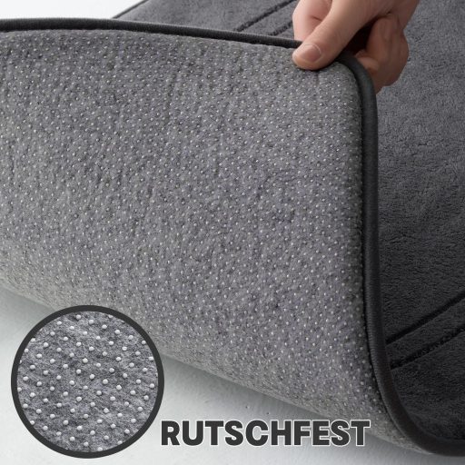 chakme 3 részes fürdőszobai szőnyeg szett memóriahabos csúszásmentes szürke