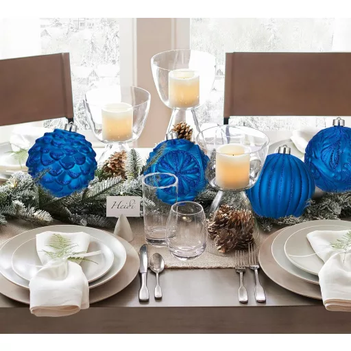 Arborus 4 darabos karácsonyi gömb szett 12 cm kék csillogó dekoráció