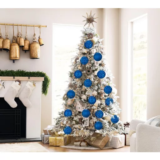 Arborus 4 darabos karácsonyi gömb szett 12 cm kék csillogó dekoráció