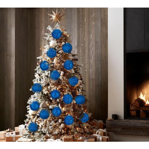 Arborus 4 darabos karácsonyi gömb szett 12 cm kék csillogó dekoráció