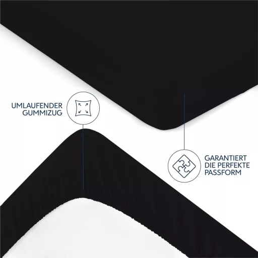 BootyBay Premium Crna Gumirana Plahta 70x160 cm - 100% Pamučni Jersey, Za Madrace Visine do 12 cm, Oeko-Tex Certifikat, Perivo u Perilici Rublja