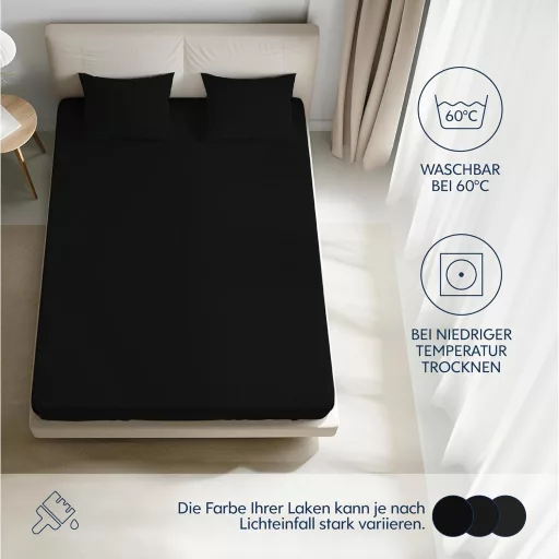 BootyBay Premium Crna Gumirana Plahta 70x160 cm - 100% Pamučni Jersey, Za Madrace Visine do 12 cm, Oeko-Tex Certifikat, Perivo u Perilici Rublja