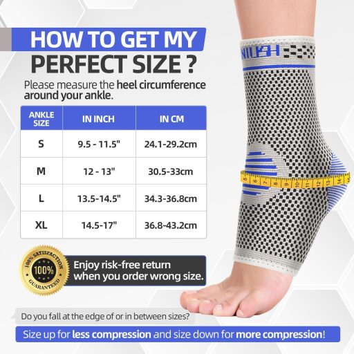 Lexniush Set 2 Suporturi pentru gleznă pentru leziuni sportive, Șosete compresive pentru fasciită plantară