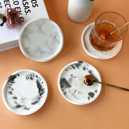 Midnadiy Silikonski kalup set 4 kom Valoviti podmetači za čaše DIY ručna izrada dekoracija