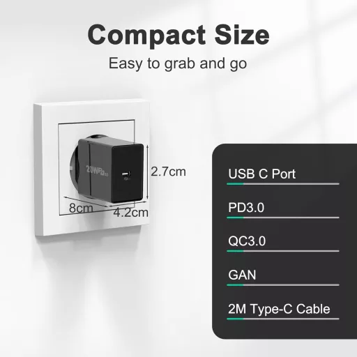 Încărcător Rapid USB-C cshare 25W cu Cablu 2m - Încărcător de Perete Compatibil cu Samsung Galaxy S24/S23/S22/S21/S20/A25/A15 - Tehnologie PD 3.0 și PPS