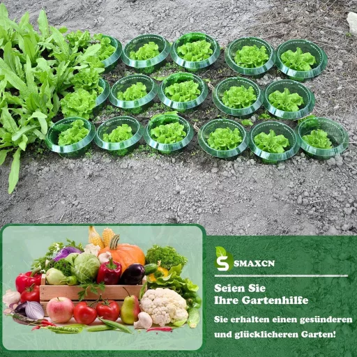 Smaxcn 30 ks krúžkov proti slimákom – prírodná ochrana pre šalát a kapustu, odolné voči počasiu, plastové, priemer 24 cm, zelené