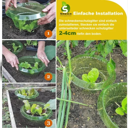 Smaxcn 30 ks krúžkov proti slimákom – prírodná ochrana pre šalát a kapustu, odolné voči počasiu, plastové, priemer 24 cm, zelené