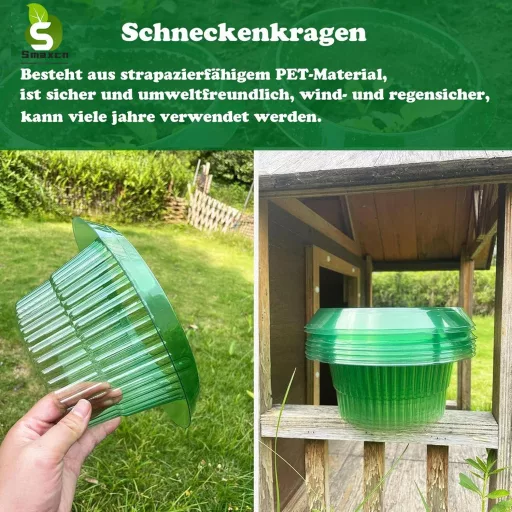 Smaxcn 30 ks krúžkov proti slimákom – prírodná ochrana pre šalát a kapustu, odolné voči počasiu, plastové, priemer 24 cm, zelené