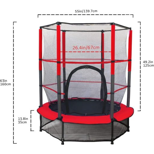 Trambulină pentru copii Maycoly, 140 cm, cu plasă de siguranță și protecție căptușită.