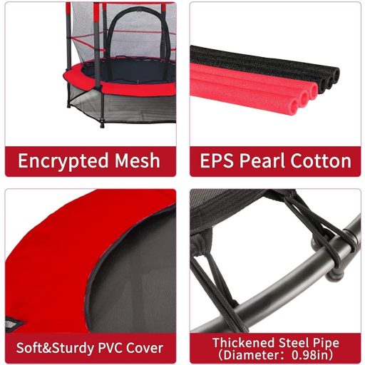 Trambulină pentru copii Maycoly, 140 cm, cu plasă de siguranță și protecție căptușită.