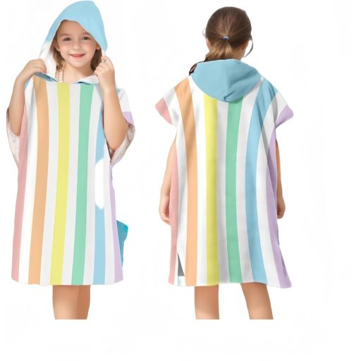 Proumhang Poncho de baie din microfibră pentru copii - Prosop de plajă cu glugă, halat pentru băieți și fete, uscare rapidă, halat de înot, 60x75 cm, Stil