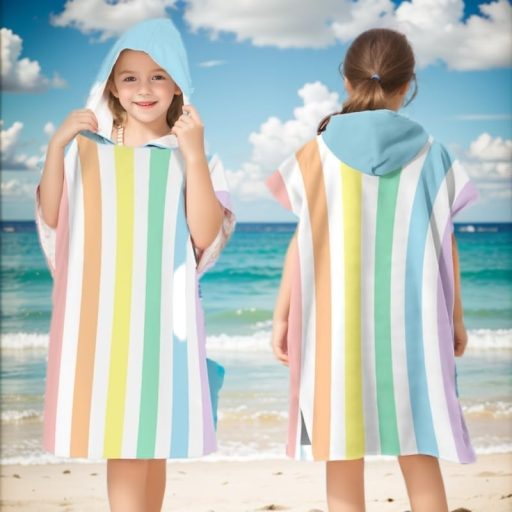 Proumhang Poncho de baie din microfibră pentru copii - Prosop de plajă cu glugă, halat pentru băieți și fete, uscare rapidă, halat de înot, 60x75 cm, Stil