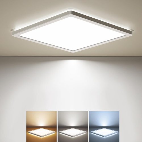 BLNAN LED Mennyezeti Lámpa 18W - Ultravékony Panel Háttérfénnyel, 3 Színhőmérséklet (3000K/4000K/5000K), 1800lm, Négyzet Alakú, Fehér