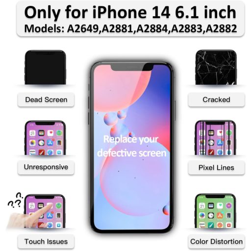GULEEK LCD Displej pre iPhone 12 Pro Max, 6,5 palcový, čierny, s dotykovou obrazovkou, predinštalovaným sklom a náradím