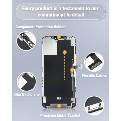 GULEEK Înlocuire ecran LCD pentru iPhone 12 Pro Max, 6.5 inch, negru, touchscreen pre-asamblat cu sticlă și instrumente