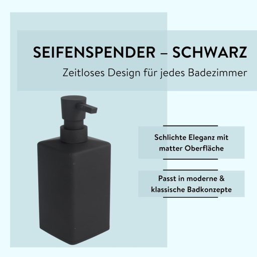 PARSA Beauty Szappanadagoló Fekete - Folyékony Szappan Diszpenzér Gumibevonattal