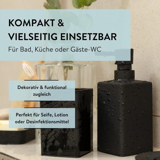 PARSA Beauty Szappanadagoló Fekete - Folyékony Szappan Diszpenzér Gumibevonattal