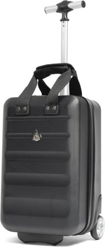 Set Trolere Aerolite Ryanair Priority cu Carcasă Dură, Ușoare, Ecologice, Troler de Cabină cu 2 Roți, 55x40x20cm + 40x20x25cm, Negru