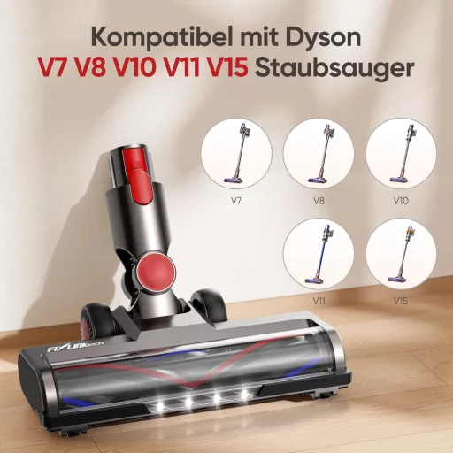 FLYLINKTECH Dyson V7 V8 V10 V11 V15 kefe LED világítással és cserekerékkel