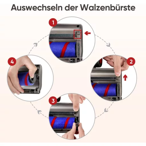 FLYLINKTECH Dyson V7 V8 V10 V11 V15 kefe LED világítással és cserekerékkel