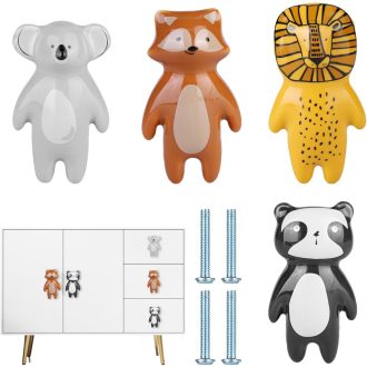   WIYETY Keramičke Gumbi za Namještaj Životinjski Uzorak 4 kom Ručke za Ladice Dječja Soba