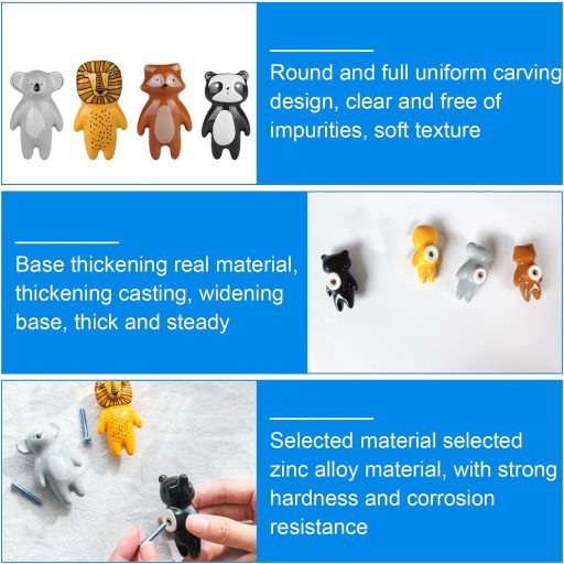 WIYETY Keramičke Gumbi za Namještaj Životinjski Uzorak 4 kom Ručke za Ladice Dječja Soba