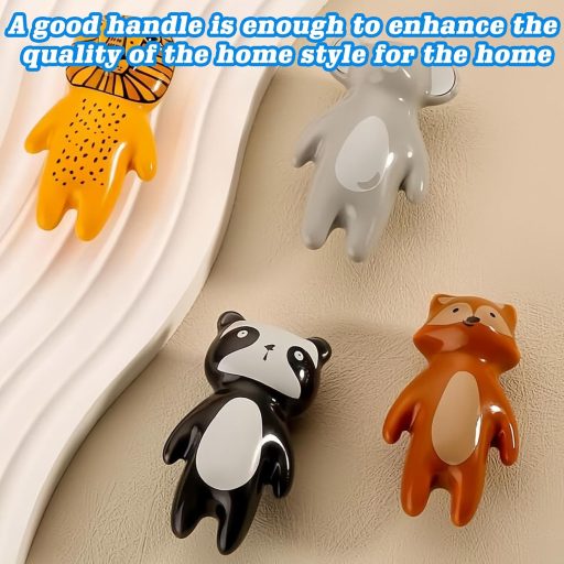 WIYETY Keramičke Gumbi za Namještaj Životinjski Uzorak 4 kom Ručke za Ladice Dječja Soba