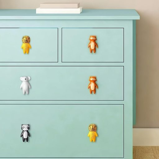 WIYETY Keramičke Gumbi za Namještaj Životinjski Uzorak 4 kom Ručke za Ladice Dječja Soba