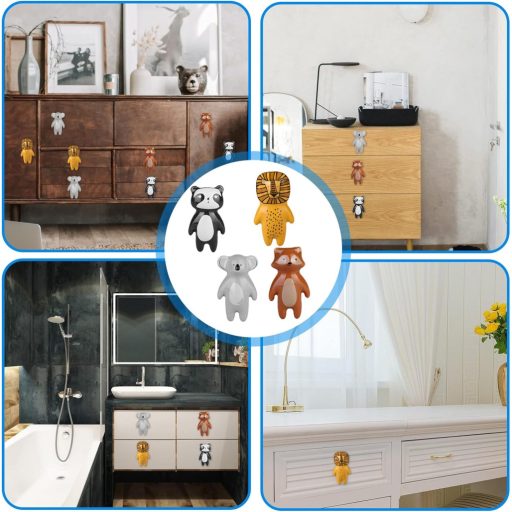 WIYETY Keramičke Gumbi za Namještaj Životinjski Uzorak 4 kom Ručke za Ladice Dječja Soba