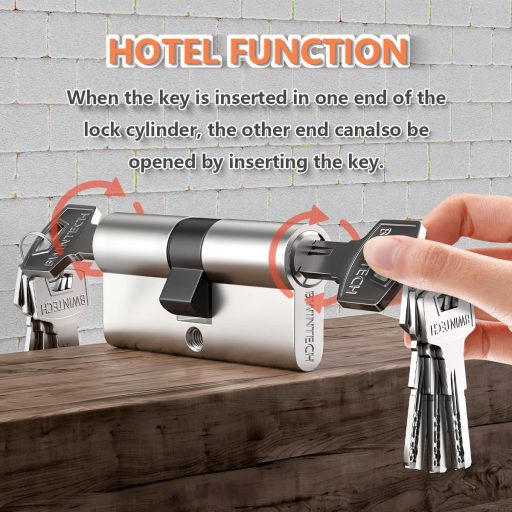 Bwintech 60mm (30/30) Euro Hengerzár - Nikkel-Cink Ötvözet Ajtózár 8 Dimple Kulccsal, Magas Biztonság Fa, UPVC és Bejárati Ajtókhoz