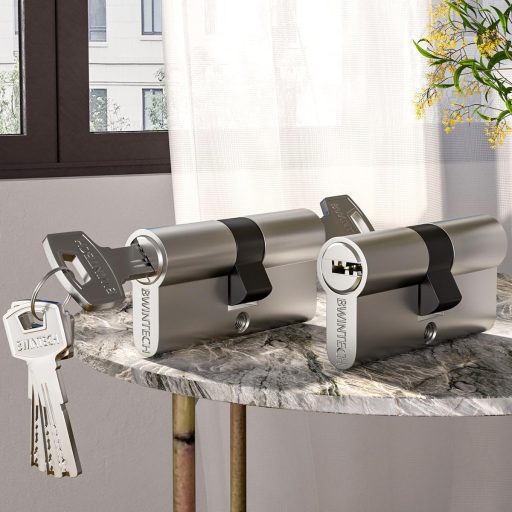 Bwintech 60 mm (30/30) Euro cylindrická vložka - Zámok dverí zo zliatiny niklu a zinku s 8 jamkovými kľúčmi, vysoká bezpečnosť pre drevené, UPVC a vchodové dvere