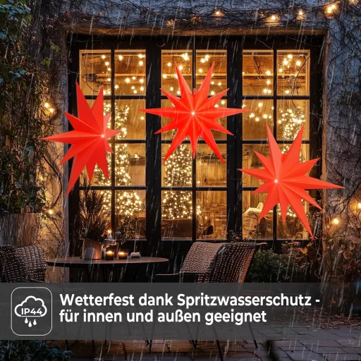 OVILUM Luminous Star 2D XXL LED világítással, piros, 100 cm, 11 ágú, időzítővel