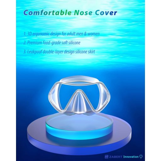 ZABERT M1 búvárkodás úszószemüveg felnőtteknek, kényelmes rugalmas fejpánt, snorkel maszk