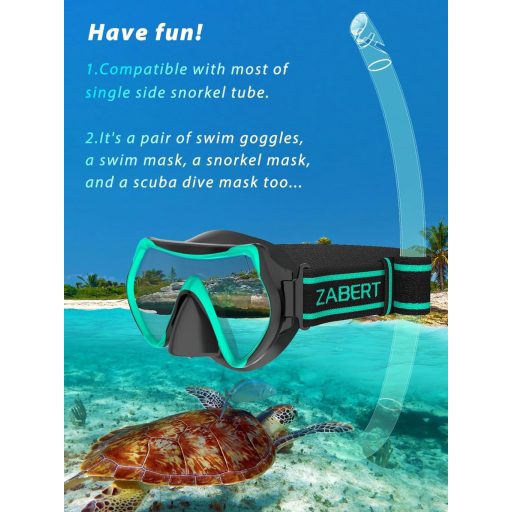 ZABERT M1 búvárkodás úszószemüveg felnőtteknek, kényelmes rugalmas fejpánt, snorkel maszk
