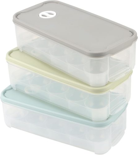 JIEHIN 3 buc. Cutie transparentă pentru ouă, pentru 10 ouă - cu capac, pentru frigider, lavabilă în mașina de spălat vase, cutie de depozitare din plastic stivuibilă pentru bucătărie