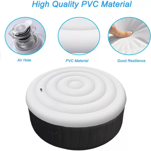 HENYEER Felfújható Medence Takaró 145cm, Univerzális Kerek Medencetakaró PVC Anyagból, Energiatakarékos Hőszigetelő Fedél