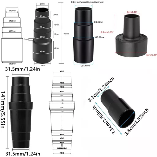 Adaptor universal pentru aspirator RMTCEG, pentru scule electrice - fierăstrău circular, fierăstrău de masă, șlefuitor excentric