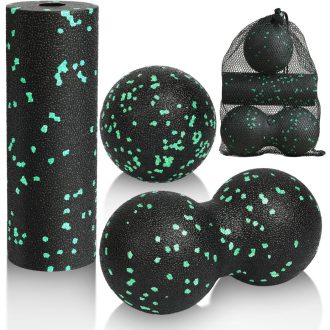   Set de masaj fascial LOPHE din 3 piese, verde - aparat pentru masajul spatelui și relaxarea tensiunii musculare