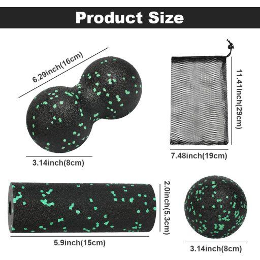 Set de masaj fascial LOPHE din 3 piese, verde - aparat pentru masajul spatelui și relaxarea tensiunii musculare