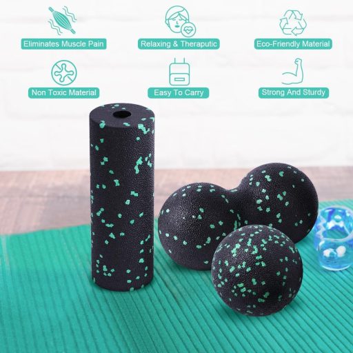 Set de masaj fascial LOPHE din 3 piese, verde - aparat pentru masajul spatelui și relaxarea tensiunii musculare