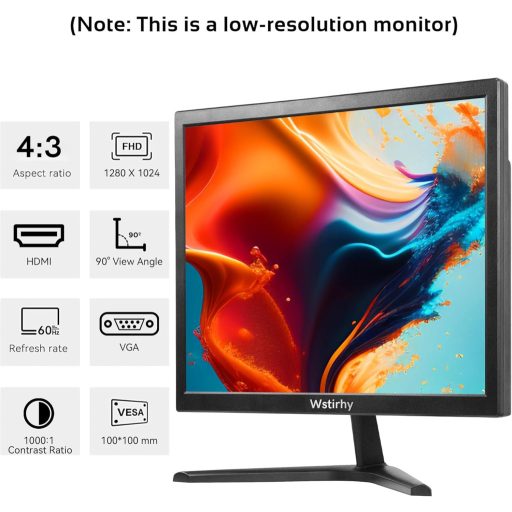 Wstirhy 17 Inch LED Monitor HDMI VGA 1280x1024 Beépített Hangszóróval