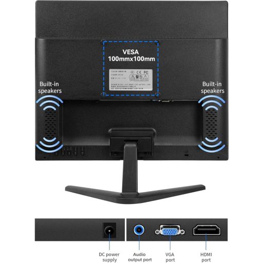 Wstirhy 17 Inch LED Monitor HDMI VGA 1280x1024 Beépített Hangszóróval