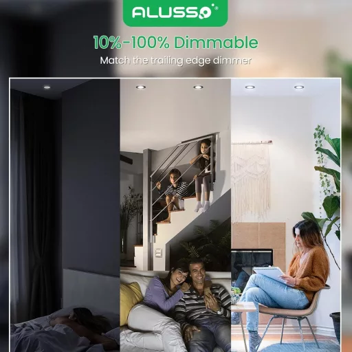ALUSSO LED Süllyesztett Spotlámpa Szett 6db - Fekete, Lapos, IP44, Fényerőszabályozható, 230V, 4W, 3 Színhőmérséklet, Fürdőszobai