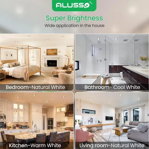 ALUSSO LED Süllyesztett Spotlámpa Szett 6db - Fekete, Lapos, IP44, Fényerőszabályozható, 230V, 4W, 3 Színhőmérséklet, Fürdőszobai